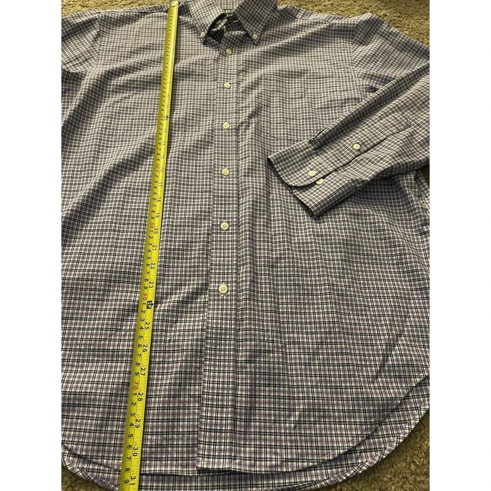 Lauren Ralph Lauren Button Long Sleeve Down Shirt Purple Plaid 17 34/35 XL JBHS